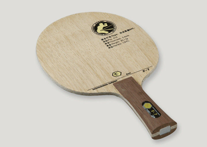 Paletas de encargo del ping-pong de la madera contrachapada F-7 de la cuchilla 7 de los tenis de mesa de V-SIX con la manija de Penhold