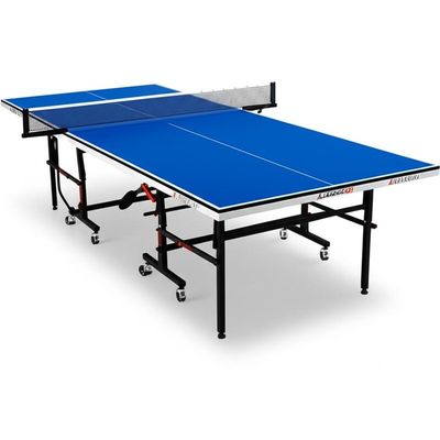 Mesa de ping pong azul plegable, duradera y práctica para cualquier espacio